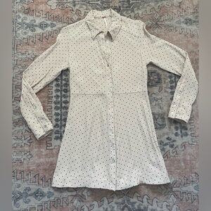 Free People Polka Dot Preppy Classic Twee Long Sleeve Shirt Dress Women’s Small